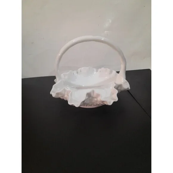 Fenton Hobnail Basket 8 inch diameter