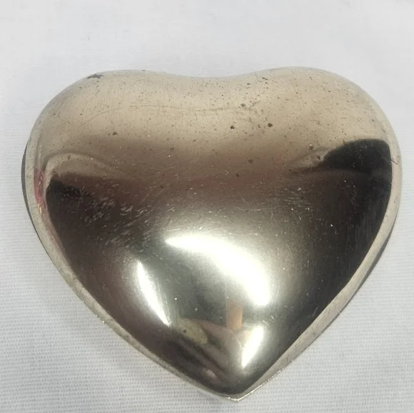 Vintage Solid Brass Heart Trinket Box