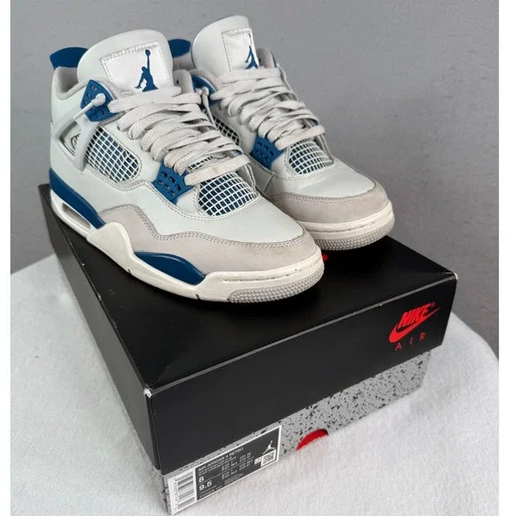 Jordan Air Jordan 4 Retro‎ Mens 8 Off White Military Blue FV5029-141 Sneaker