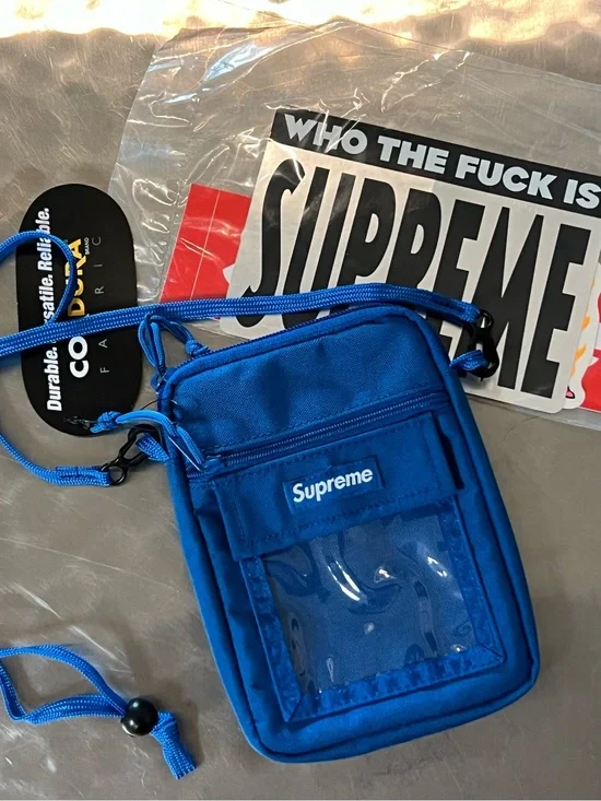 Supreme Royal Blue Crossbody Pouch & Stickers