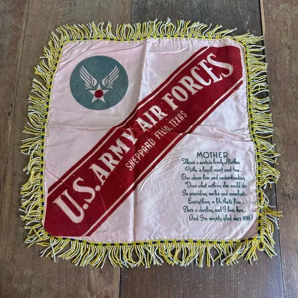 WWII US Army Air Forces Sheppard Field TX‎ Pink Flocked Mother Satin Pillow Case