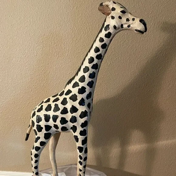 Giraffe Leather Wrapped Old 19 inches Tall Decorative Giraffe