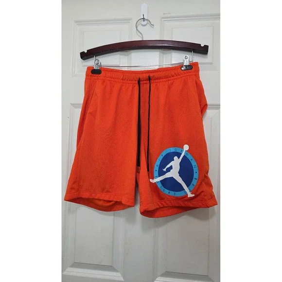 Jordan Flight Club Mesh Basketball Shorts Mens Medium Orange Jumpman Graphic
