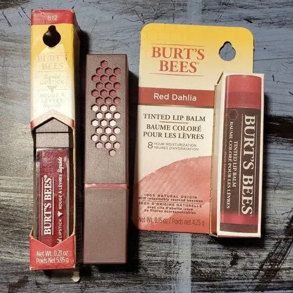 Burt's Bees Bundle of Burt's Bees Lipstick lip‎ balm red dahlia lily lake