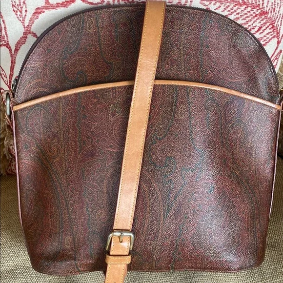 Etro Brown and Tan Messenger Bag with Vintage Design