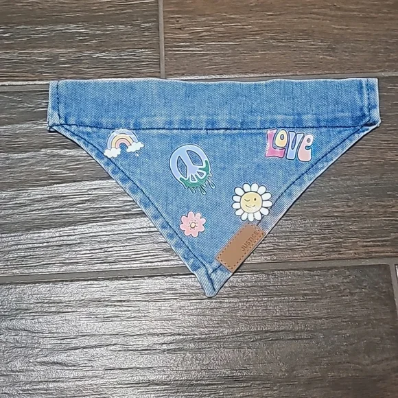 Justice Denim Hippie Peace Love Daisy Pet Bandana