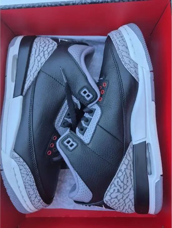 Nike Air Jordan 3 Retro Black Cement Sneakers Size 7Y