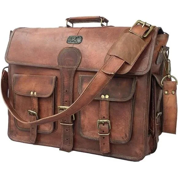 Leather Messenger Bag for Men, 18 Inch Laptop Crossbody, Handmade Leather