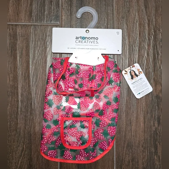 Artonomo Creatives Strawberry Print Dog Rain Coat