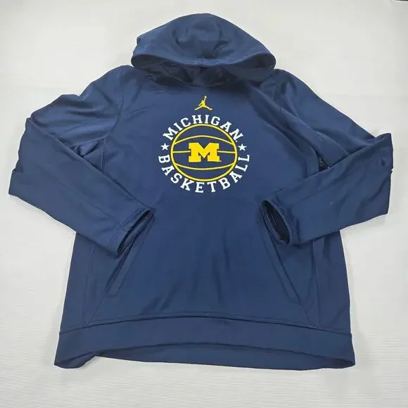 Nike Air Jordan Michigan Wolverines Blue Pullover‎ Hoodie Men's Size Large