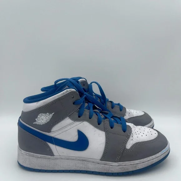Air Jordan 1 Mid GS‎ 'Cement True Blue' Youth Size 7