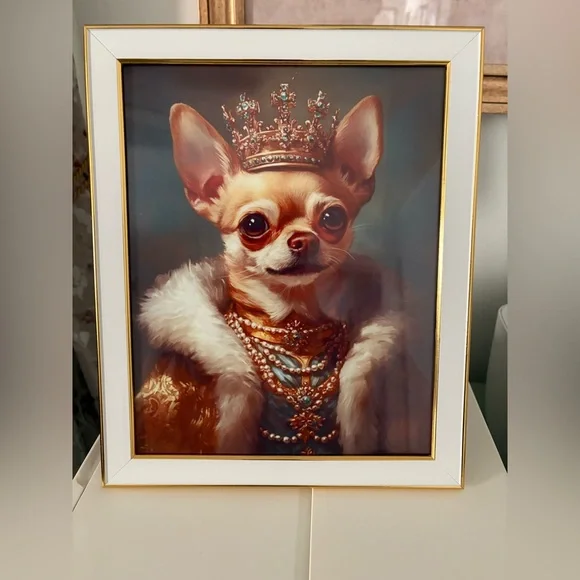 Regal Chihuahua Portrait in Gold Frame