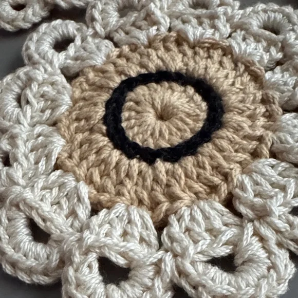 Handmade Crochet Coasters Set - 100% Cotton