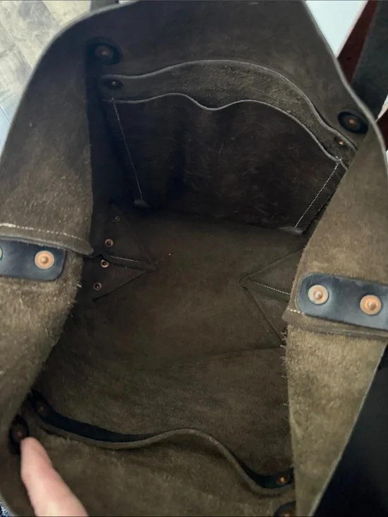 KMM‎ & Co. Leather Olive Utility Tote Messenger Custom Crossbody Shoulder Strap