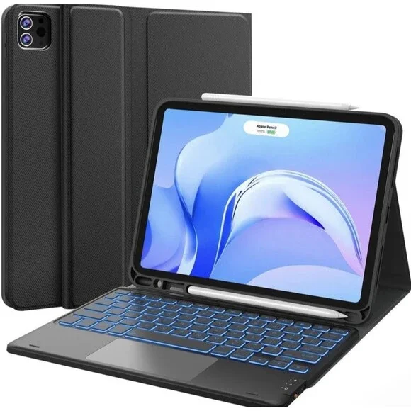 CHESONA for iPad Air 11 Inch Case w/ Keyboard M3/M2 (2025/2024), 7-Color Backlit