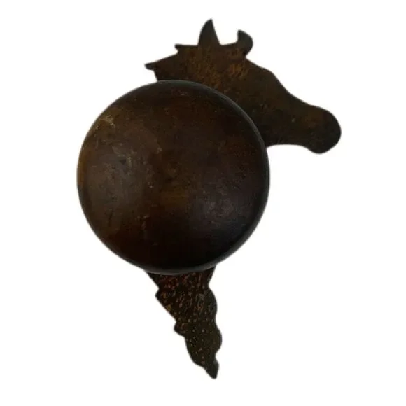 Metal Western Horse Head Drawer Knob Rust Patina Reversible Rustic Cabin Core