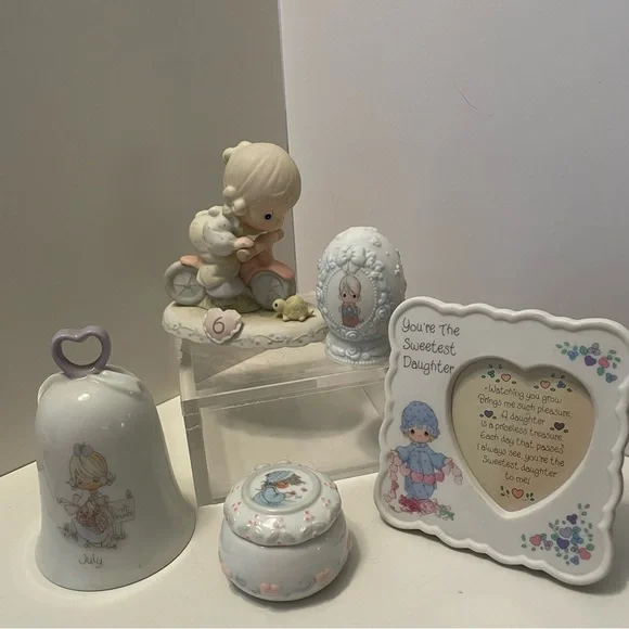 Vintage Precious‎ Moments Items Lot Of 5 Bell,Box,Frame,Egg,Figurine