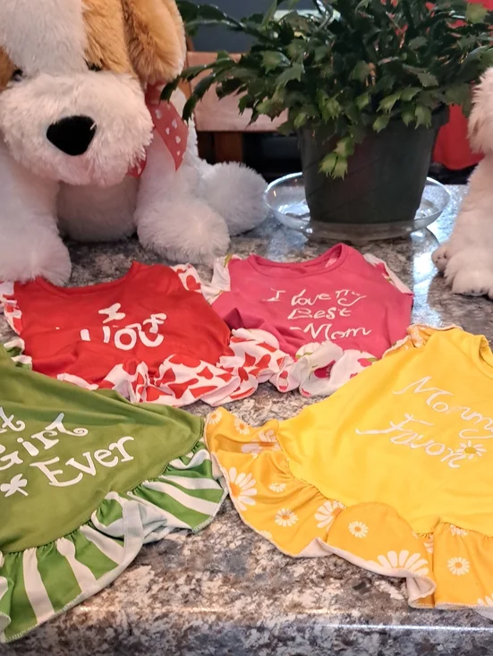 DOGS Colorful Ruffle Dresses Set - Red, Pink, Green & Yellow