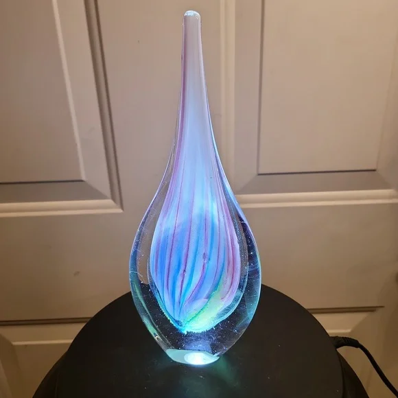Art Glass Teardrop Sculpture Vintage 10 5/8