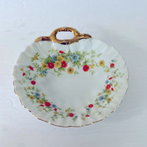VTG Lefton China Hand Painted 1921 Decorative Plate Soap Dish Gold Trim Floral
