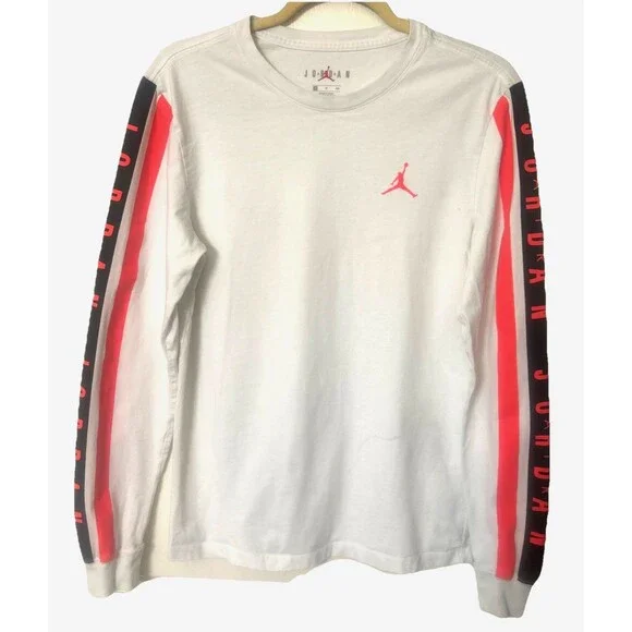 Jordan Air Jumpman Men S Gradient Graphic Tee Cotton White Striped Long Sleeve
