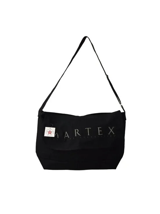 Martex Messenger Bag Black Coated Canvas Work Travel School Minimalist Gorpcore