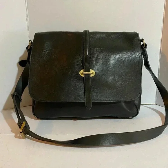 Mulberry Vintage unisex crossbody black leather messenger bag