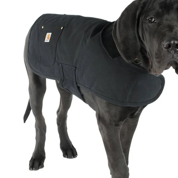 Carhartt Dog Medium Firm Duck Canvas Insulated Chore Coat Black Pockets PX0548