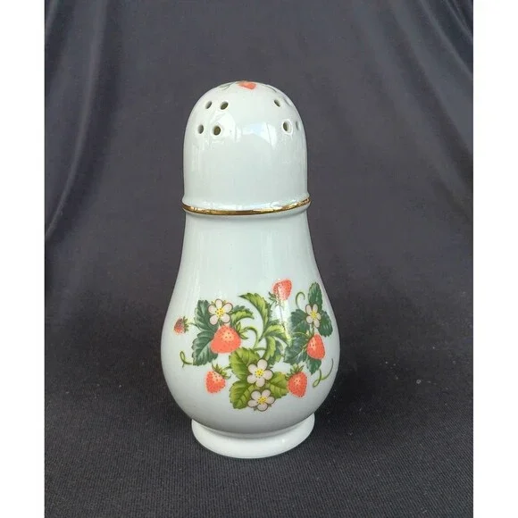 Vintage Avon 1978 Strawberry Sugar Shaker Porcelain 22K Gold Trim
