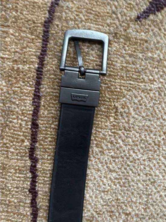 Levi's Black Kids Leather-Style Belt with Silver Buckle