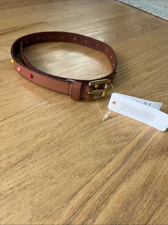 Gymboree Brown Leather Kids Belt with Colorful Studs