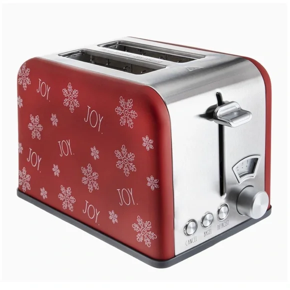•NIB•Rae Dunn ‘JOY’ Toaster- Red Holiday Print❄️