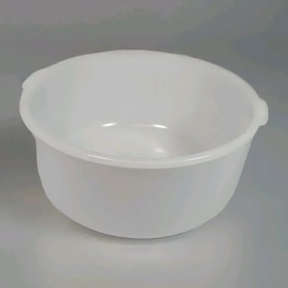 Glasbake Sunbeam Large Milk Glass Mixing Bowl with Handles Made in USA #19 CJ