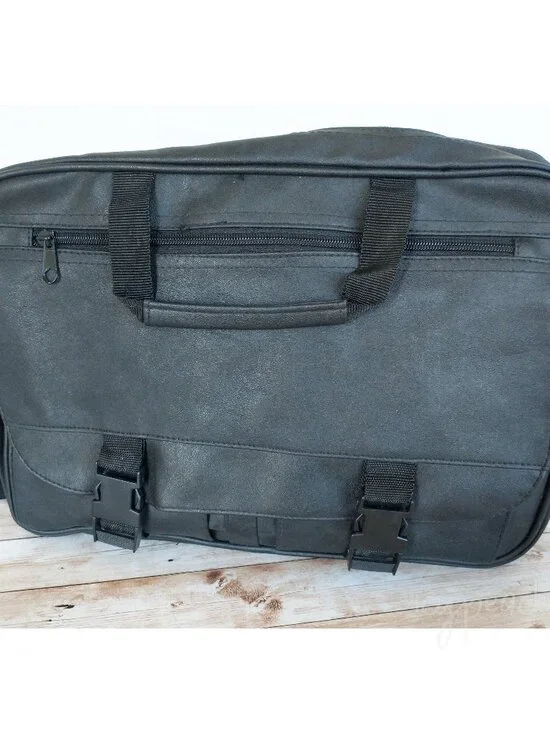 Unisex Messenger Laptop Bag Black Vintage Work Bag Detachable Strap Top Handles