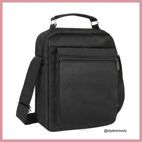 Water-Resistant Oxford Crossbody Messenger Bag with Adjustable Strap