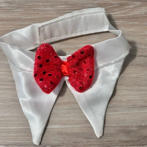 Red Sequined Bowtie Decorative Dog Collar