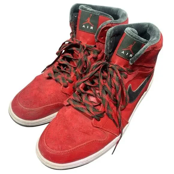 AIR Jordan 1 Retro hightop RED and FOREST GREEN‎ sz 11.5