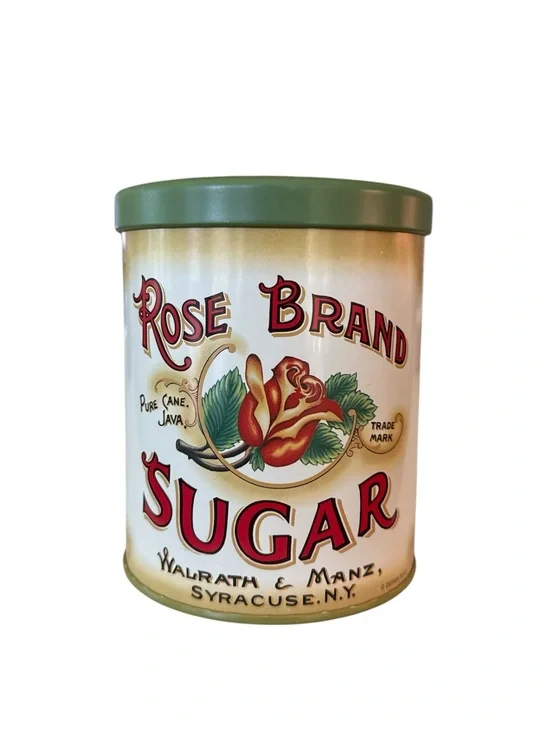Rose Brand Sugar Tin Vintage Round Advertising Tin The Tin Company Retro Decor