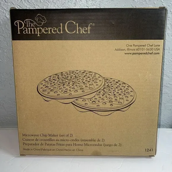 Pampered Chef Set of 2 Microwave‎ Chip Makers Silicone Gray #1241-New In Box