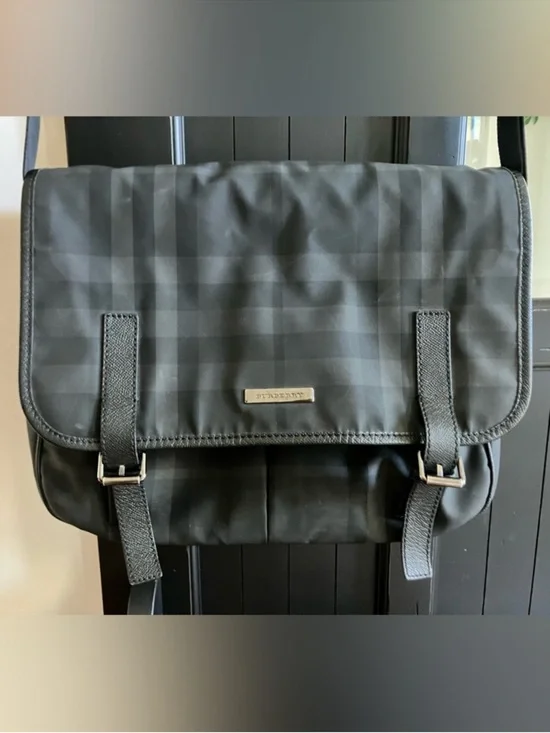 Burberry Black Tonal Check Messenger Bag