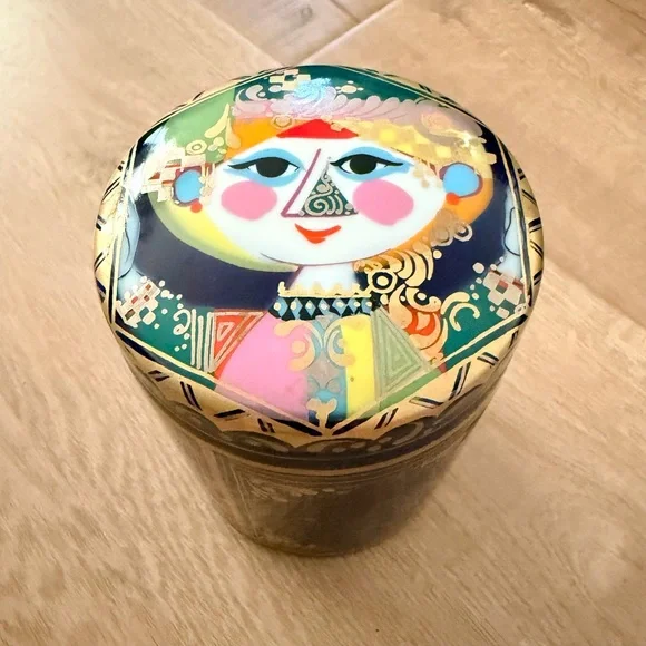 Rosenthal Bjorn Wiinblad 1001‎ Nights Lidded Porcelain Cobalt Gold Cannister Jar