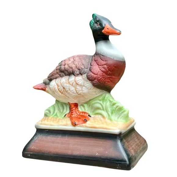 Bird Figurine Red Breasted Merganser Hand Painted Ceramic Vintage Animal Decor