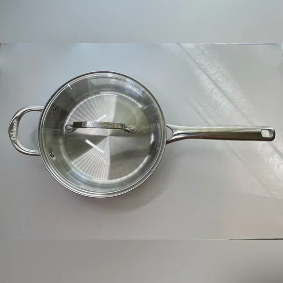 Cuisinart 3 Quart Stainless Steel Sauté Pan with Glass Lid Induction Ready 10”