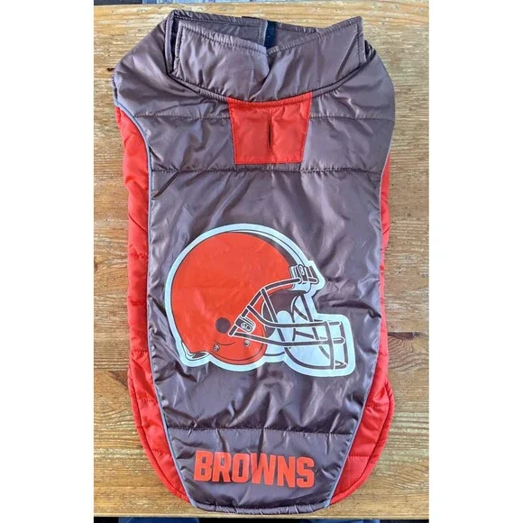 Cleveland Browns Dog Puffer Vest NFL Football Pet Jacket Shirt Coat L Pets First