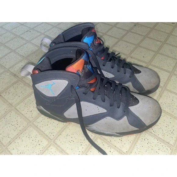 Jordan 7 Retro Barcelona Days Wolf‎ Grey Orange Blue - Size 10.5 - 304775-016