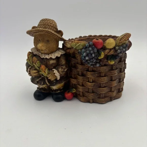 Unbranded Harvest Bear Figurine Planter Unisex Small Brown Excellent Fall Decor