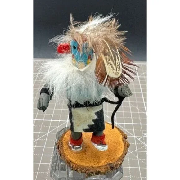 Vintage Hopi Kachina Figure Carved Wood Dancing Figure Signed RT 3.5