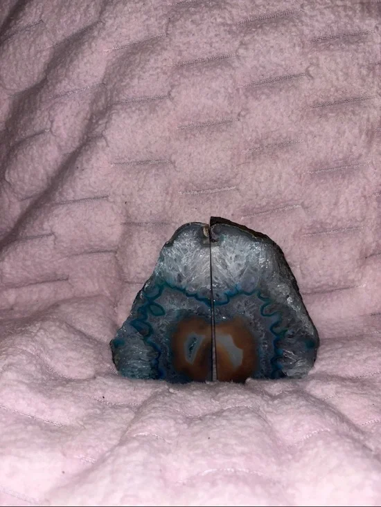 Blue and Brown Agate Geode Bookends - Pair