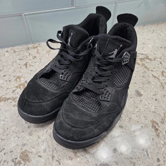 Air Jordan 4 Retro Black‎ Cat CU1110-010 Mens Sneakers Size 13 Shoes Authentic