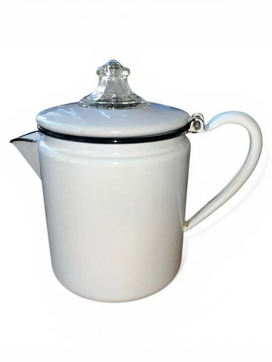 Pyrex Enamelware Coffee Percolator Black & White 8